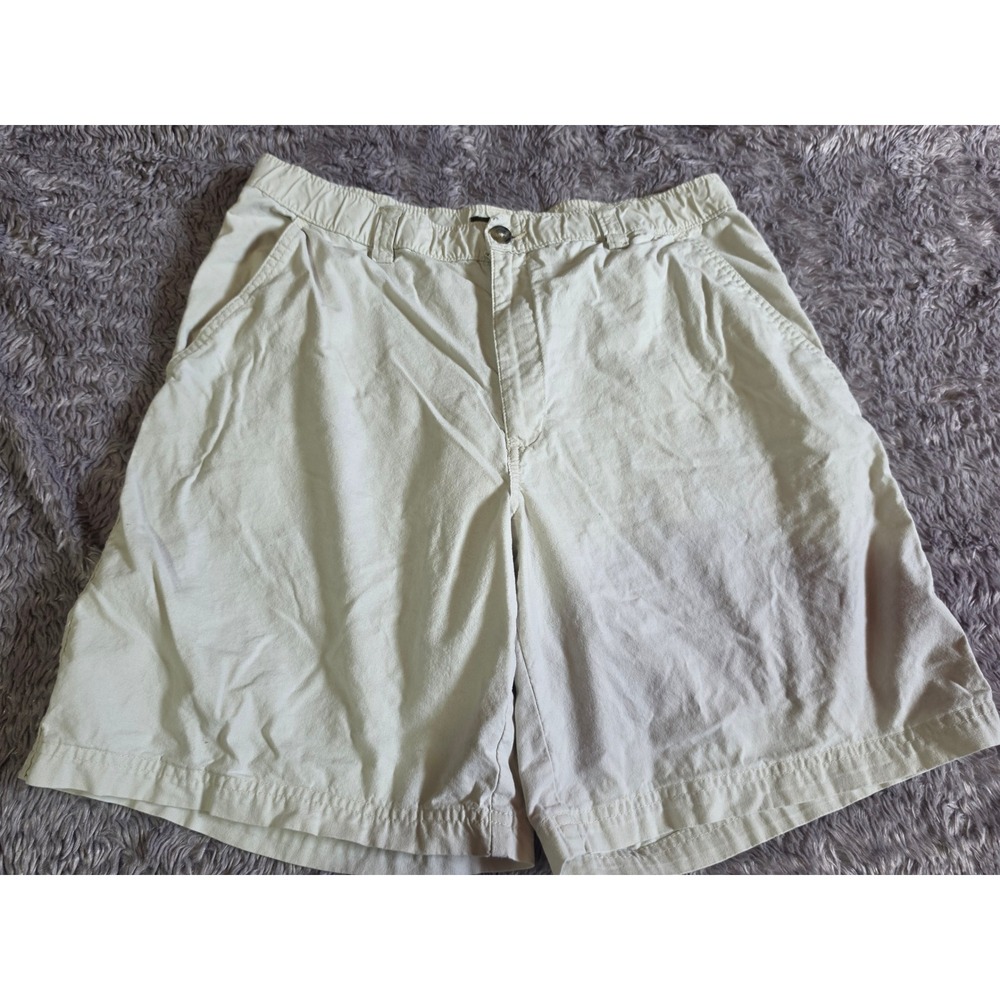 Mountain Lake Mens Khaki Cotton Chino Shorts Elastic Waist Tan Size Large